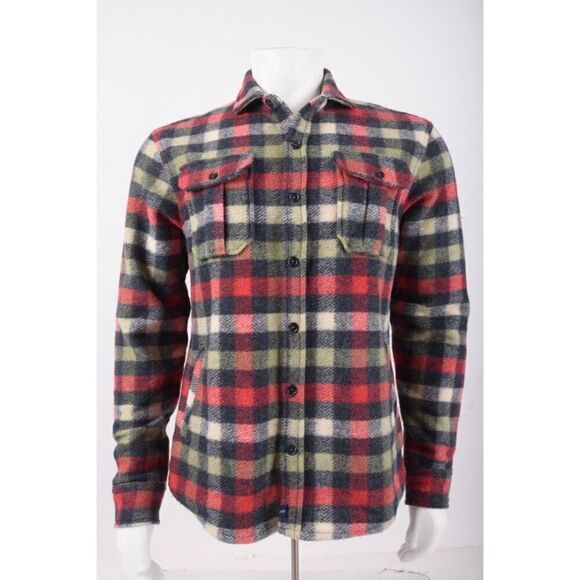 Johnnie-O Mens Gilroy Fleece Shirt Jacket Malibu Red Plaid M Medium NWT $198 - Picture 1 of 6